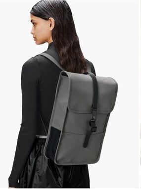 RAINS Mini 13020 Grey Water Resistant Backpack Laptop Bag NEW Unisex Men Women